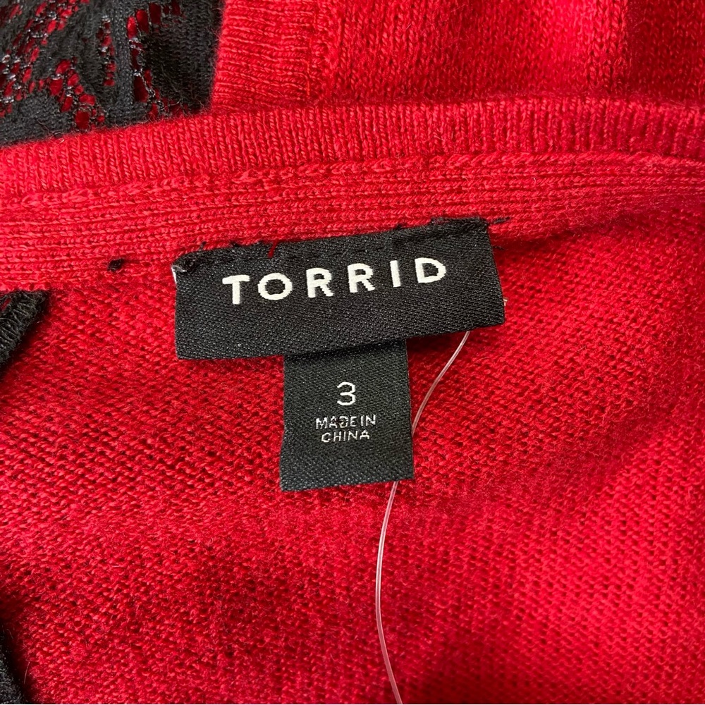 TORRID Lace Hem Pullover Sweater Split Button Bac… - image 13